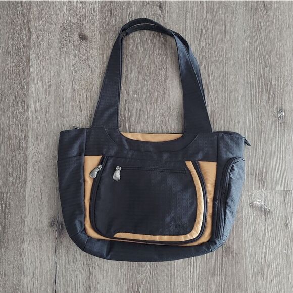 AMERIBAG Messenger Laptop Bag Black Tan - Picture 1 of 11